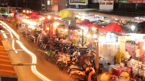 Warorot night market 4k time lapse  Chiangmai, Thailand.
