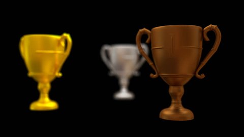 Animating Rotating Trophy Set Bronze Silver Stock Footage Video (100% ...