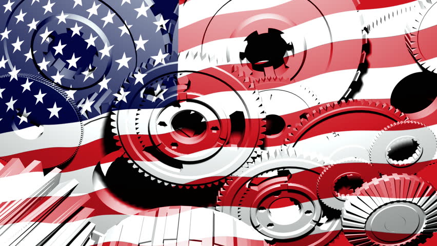 American Industry - USA Flag Gears Turning Loop
