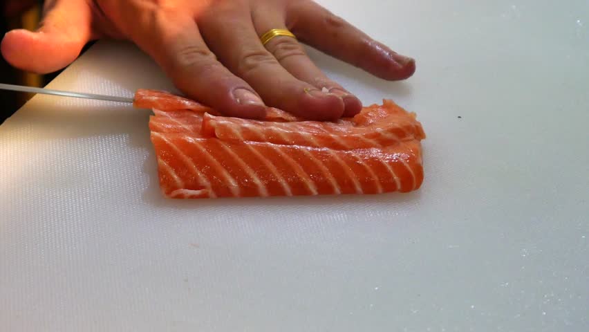 How To Cut Salmon For Sushi Nigiri Seared Salmon Nigiri