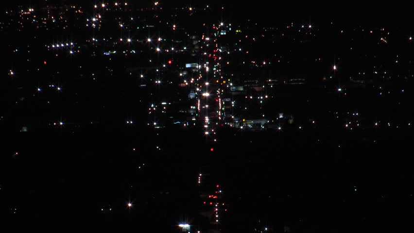 San Fernando Valley City traffic at Night HD Aerial