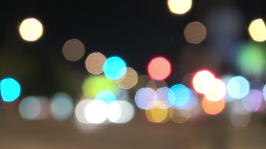 City Lights and Traffic at Night Defocused