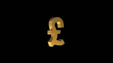 Gold Pound Currency Symbol With Alpha Channel.
