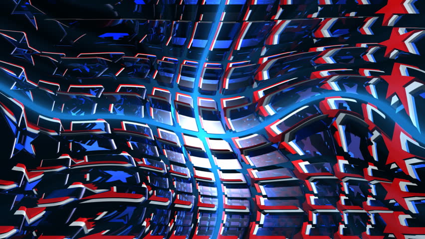 Stars Red White and Blue 3D Animation Loop