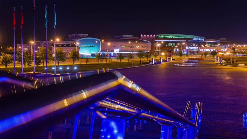minsk arena night illumination panorama 4k time lapse minsk belarus