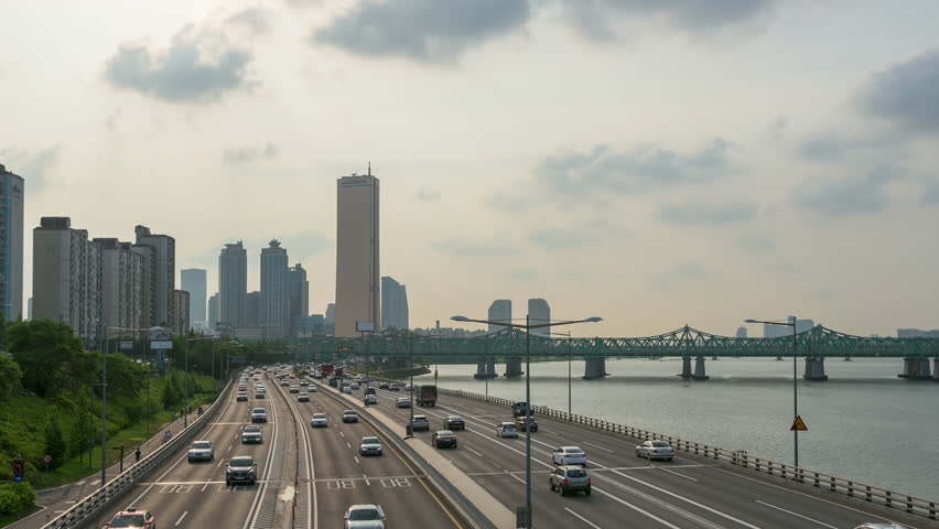Traffic in Seoul, Korea.