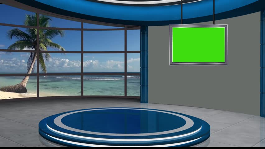 News TV Studio Set - Virtual Green Screen… - Royalty Free Video