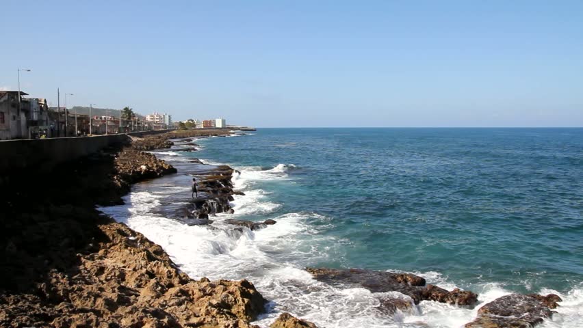 Baracoa, Cuba - turquoise sea bay and coast. Landscape in February.