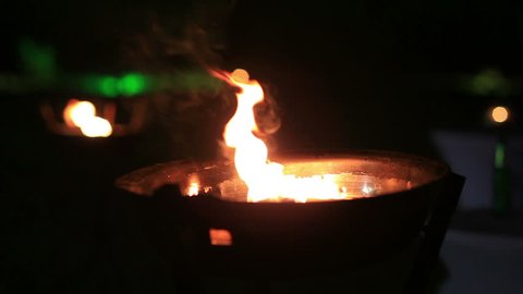 Flame firing in steel bowl 