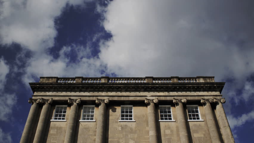 Timelapse clouds over Georgian building, Bath, England