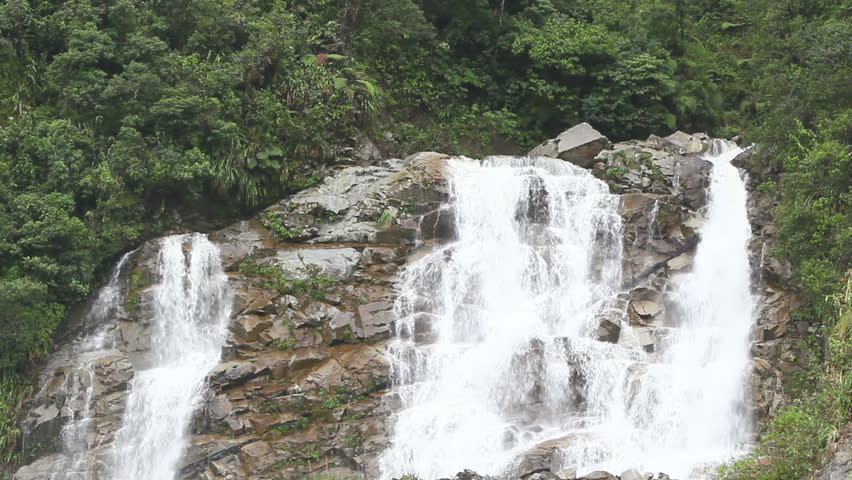 Large waterfall in Ecuadorian Andes