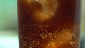  Cola with Ice and bubbles in glass, 