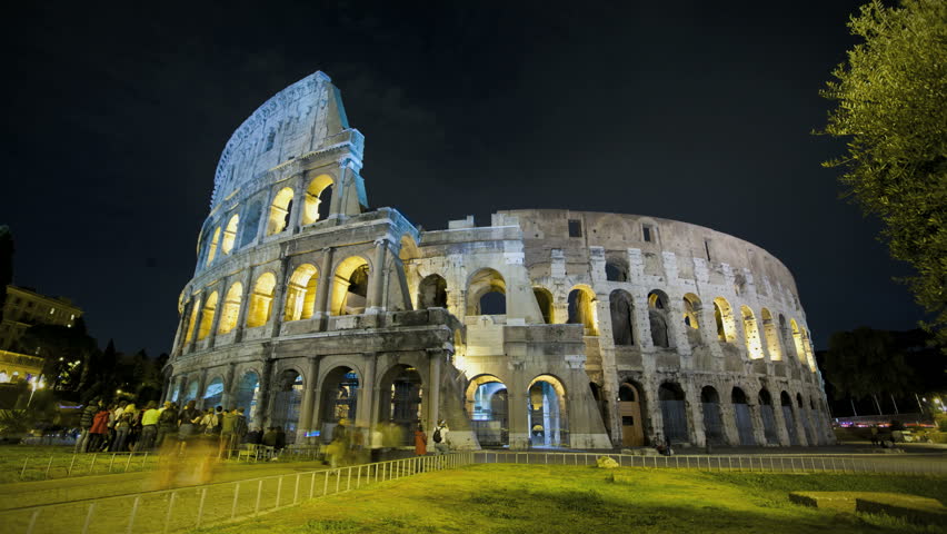 ROME, ITALY - OCTOBER 25 2011 (Timelapse): Timelapse of Colosseum at sunset at