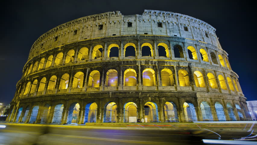 ROME, ITALY - OCTOBER 25 2011 (Timelapse): Timelapse of Colosseum at sunset at
