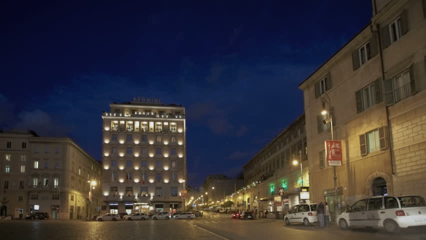 ROME, ITALY - OCTOBER 26 2011 (Timelapse): Timelapse of Hotel bernini bristol at
