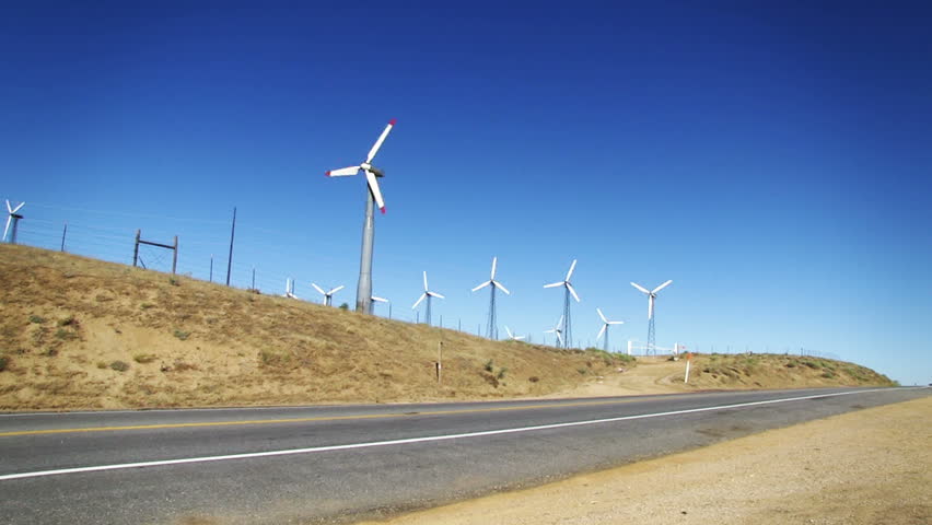 Wind Power Turbines Blue Sky