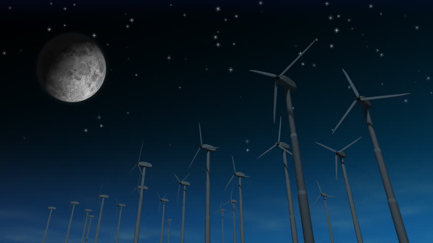 Wind Power Turbines day and night