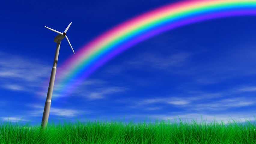 Wind Power Turbine and Rainbow