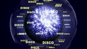 DISCO Text Animation and Disco Ball, Loop, 4k
