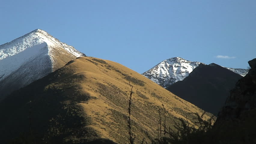 Zoom-In Sun Lit Snow-Capped Mountains, Tibet