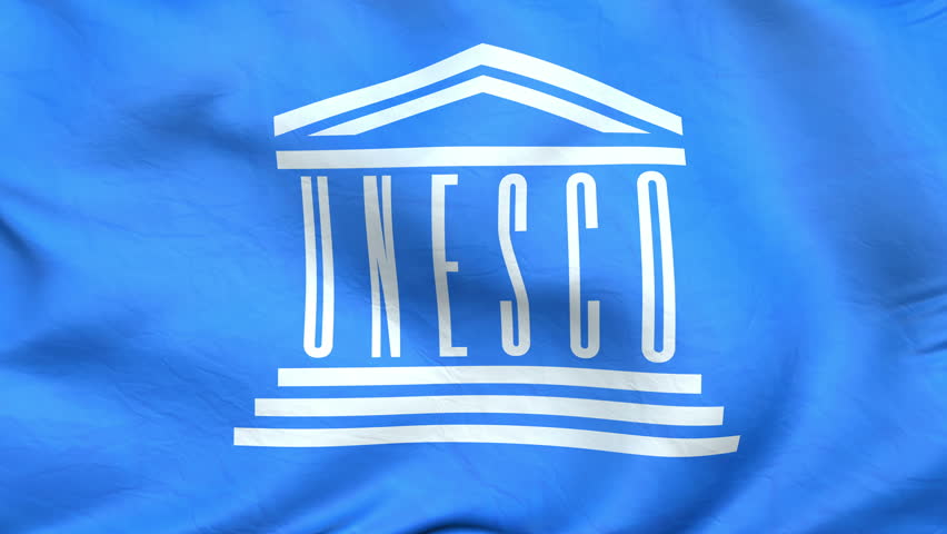 Unesco Flag is Developing Rapidly : Video de stock (totalmente ...