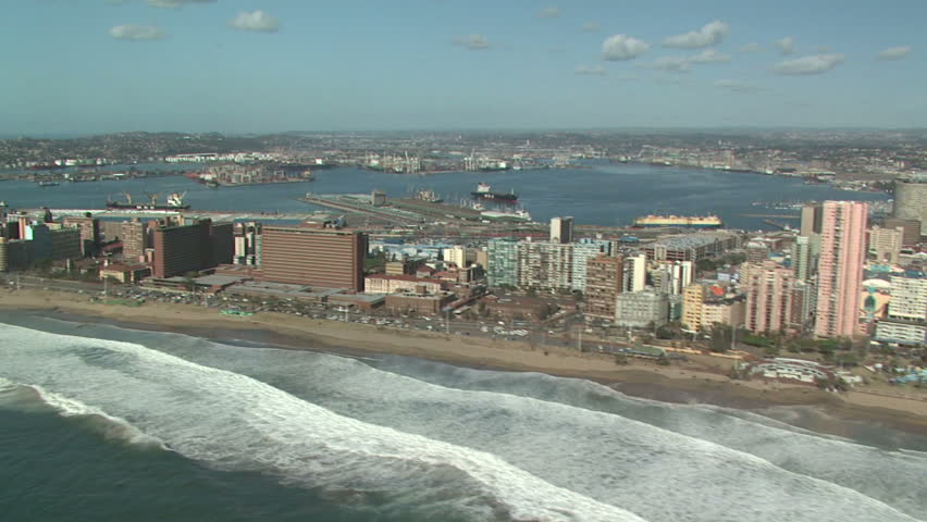 Aerial of Durban harbor