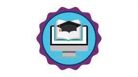 education online design with computer, book and graduation hat, Video Animation HD1080 - Powered by Shutterstock - Get 15% off with code: PIKWIZARD15