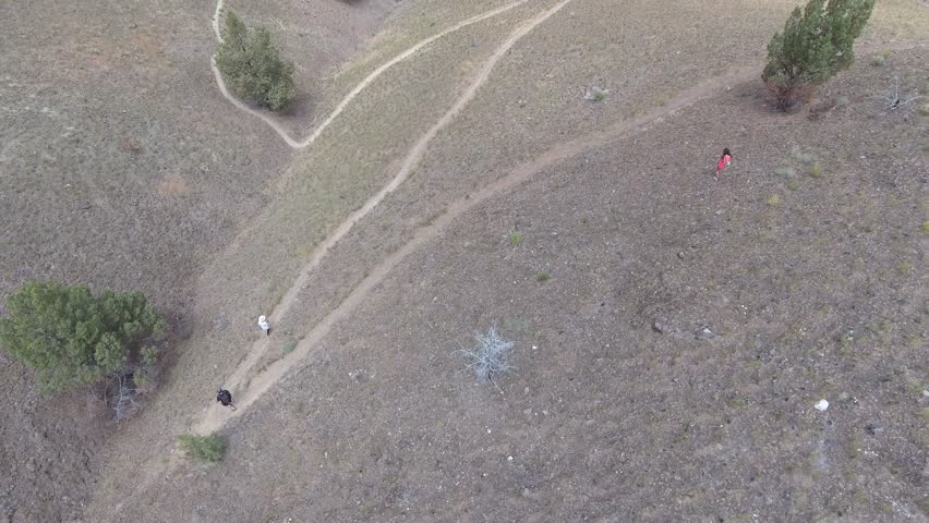 aerial view from top of people hiking blue basin trail in Oregon