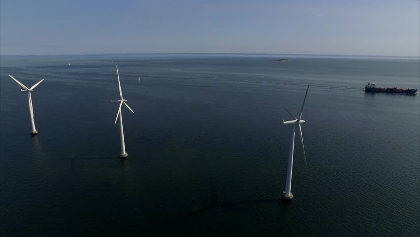 Windturbines at sea in Denmark - 4K drone footage | Shutterstock HD Video #17818333