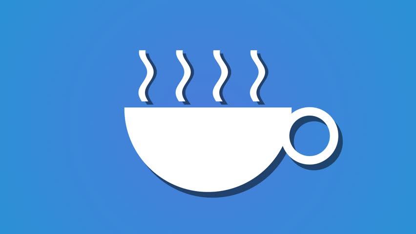 steaming hot drink coffee tea animation loop, back ground graphical resources blue