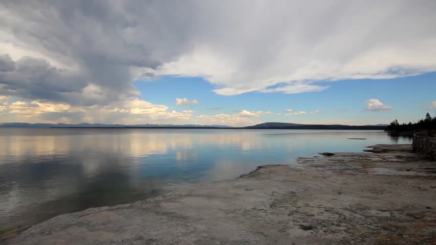 Storm clouds gather over Yellowstone Lake
