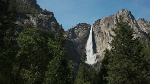 the top section of yosemite falls in yosemite national park during spring runoff