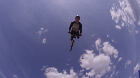 Mountain Bike Extreme Sports - Back Flip Against Sky