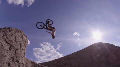 Extreme Bike Rider doing Back Flip - Dirt Jumping Mountain Bike