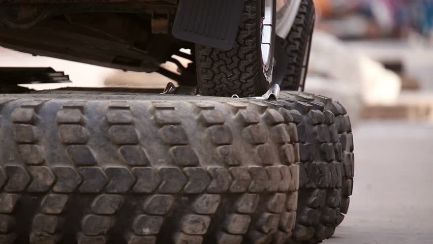 NOVOKUIBISHEVSK, SAMARA REGION/RUSSIA - JUNE 25: Overcome artificial roadblocks during the competition on road trial 4x4 on June 25, 2016 in Novokuibishevsk
