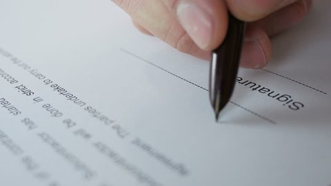 Businessman signature contract in office