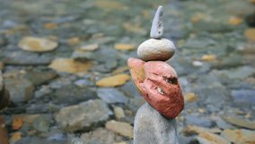 Relaxation and meditation nature 4k video background. Stones and clean water