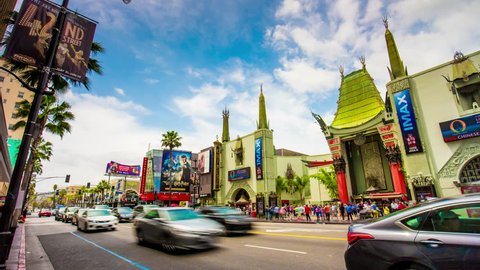 LOS ANGELES, USA - MAY 2016: day famous hollywood boulevard chinese theater 4k time lapse circa may 2016 los angeles, united states of america.