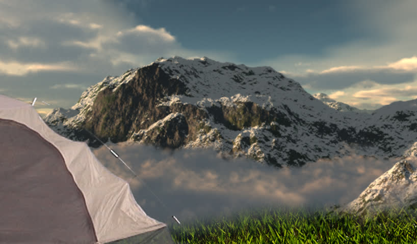 man camping with scenic view