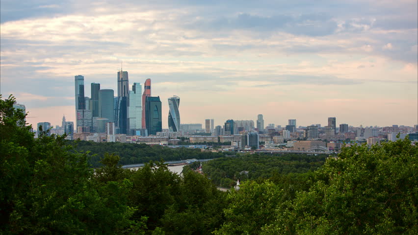 Urban Landscape Of Moscow. Moscow City. Time Lapse 3840x2160. The view from Sparrow hills  | Shutterstock HD Video #17865385