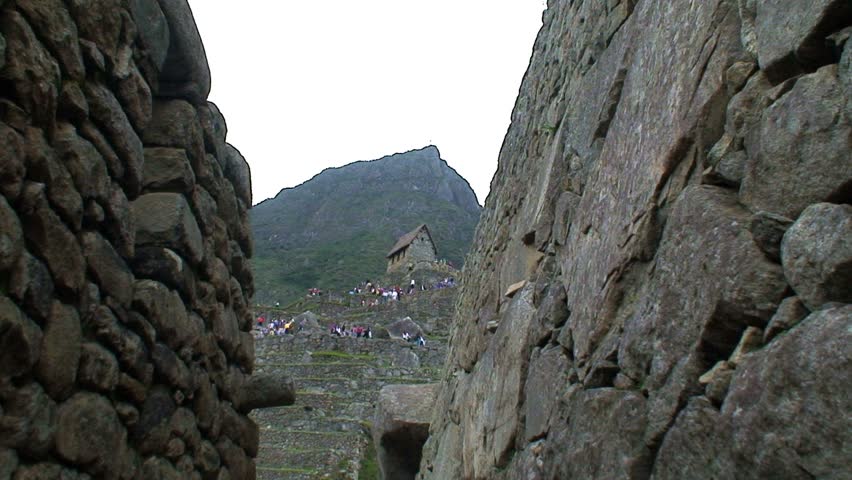 Quick zoom into ancient hut at Machu Picchu