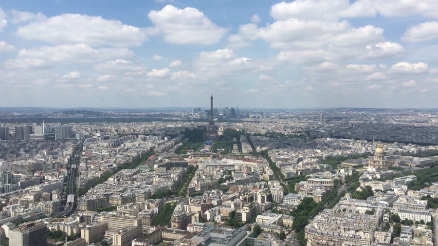 Aerial Paris Skyline On Summertime 4k Stock Footage Video (100% Royalty ...