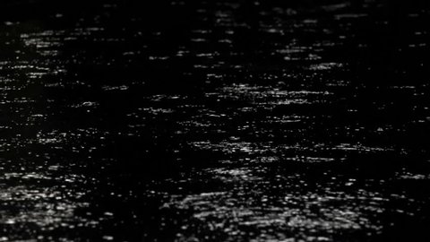 Raindrops during a heavy downpour rain at night, loop background, sound included