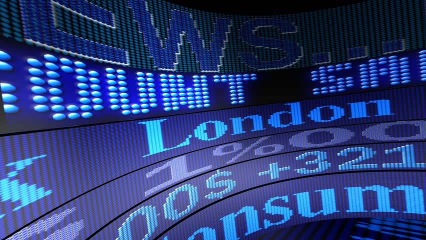 The curvy version of stock prices on blue display, seamlessly looping animation