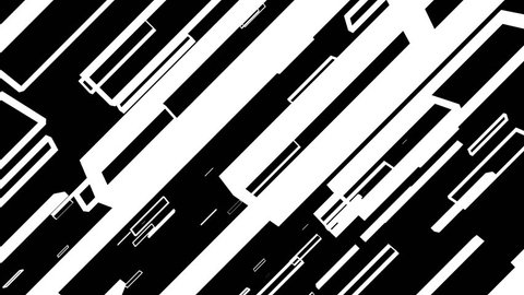 Floating rectangle black and white frames zooming in. Seamlessly looping motion background for music videos, broadcast, tv, film, editing, live visuals, VJ loops, or art.