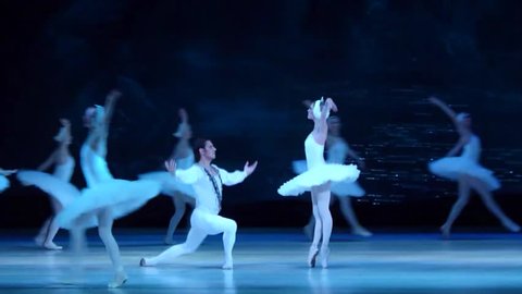 DNIPRO, UKRAINE - JUNE 12, 2016: SWAN LAKE ballet performed by members of the Dnipropetrovsk State Opera and Ballet Theatre.