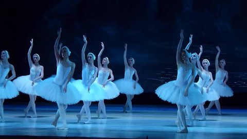 DNIPRO, UKRAINE - JUNE 12, 2016: SWAN LAKE ballet performed by members of the Dnipropetrovsk State Opera and Ballet Theatre.