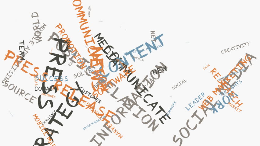 animated PR word cloud shaped as a key