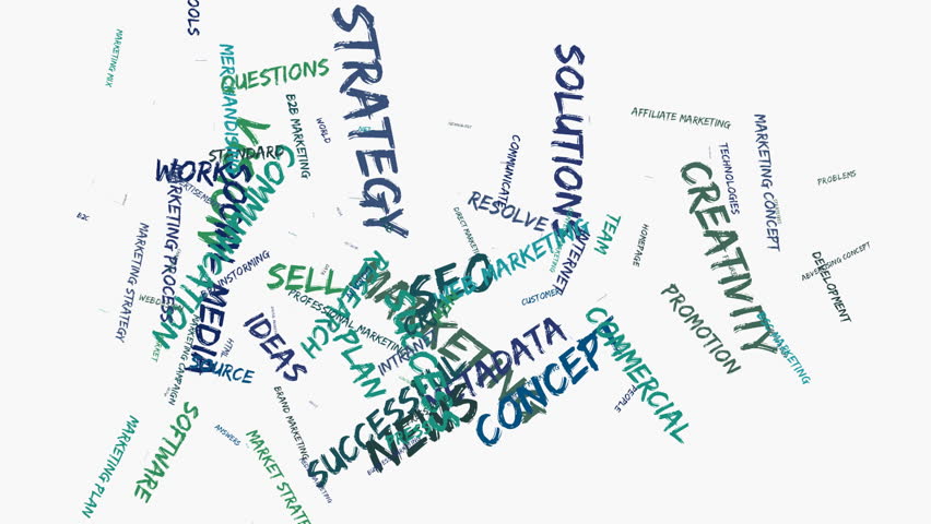 animated Marketing Strategy word cloud shaped as a key Royalty-Free Stock Footage #17906128