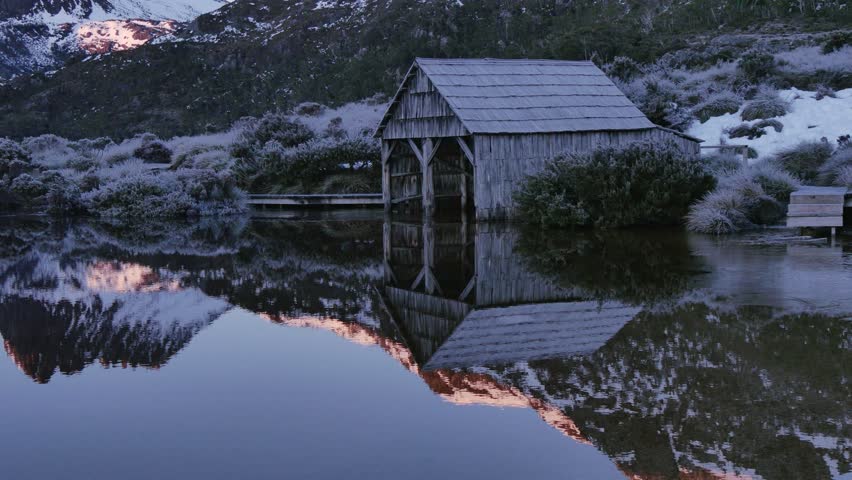 The famous boat shed in Lake St Clair and Cradle Mountain areas of Tasmania